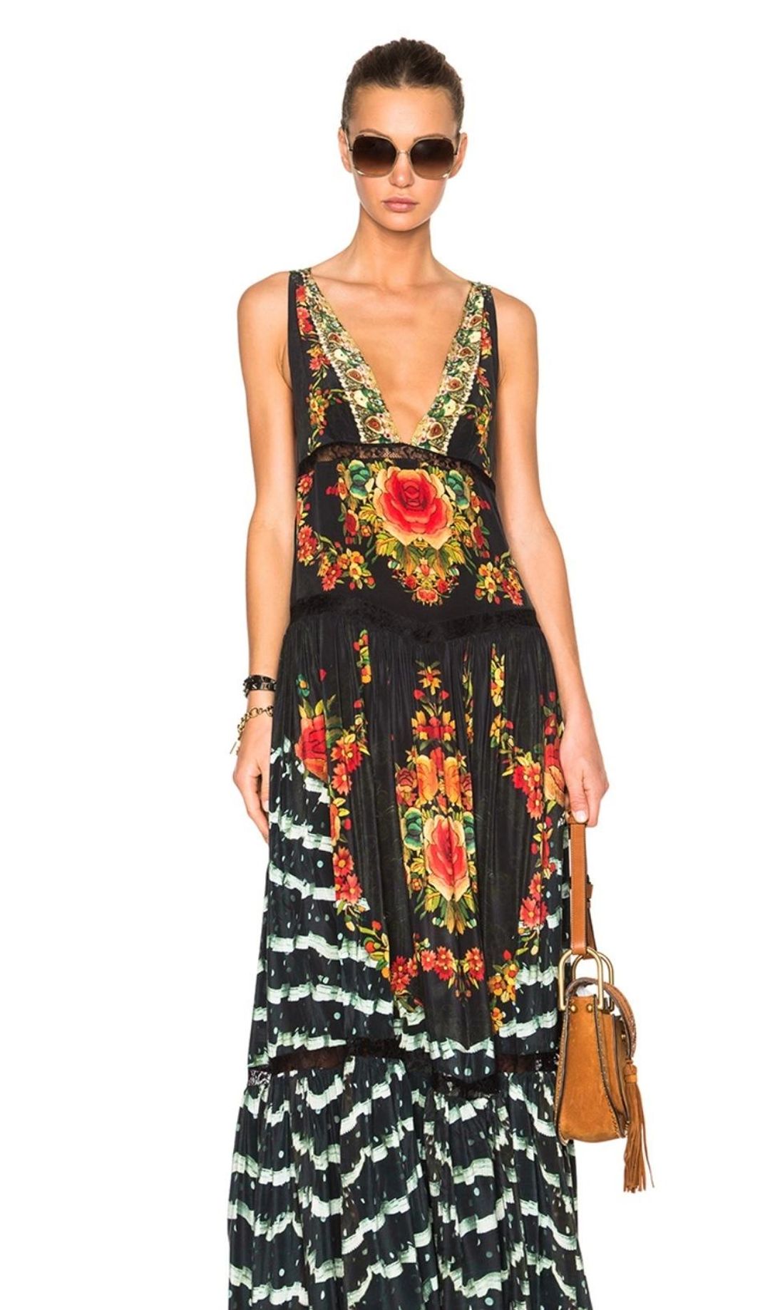 Camilla Lift the Veil V Neck Maxi Dress Print Size 14 for rent on The Volte - main image
