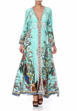 Camilla Millas Backyard Kimono Sleeve Dress With Shirring Detail Print Size L for rent on The Volte - image 1