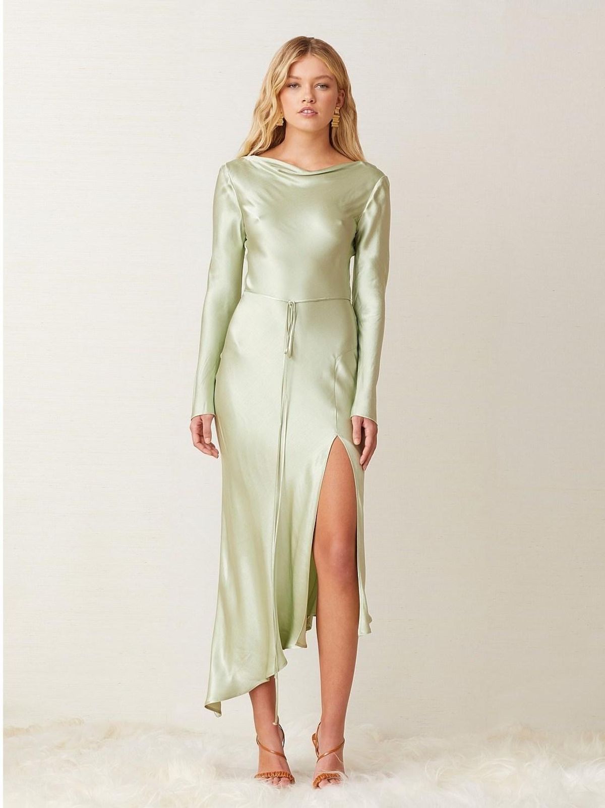 Bec & Bridge Crest Long Sleeve Midi Dress Green Size 6 for rent on The Volte - main image