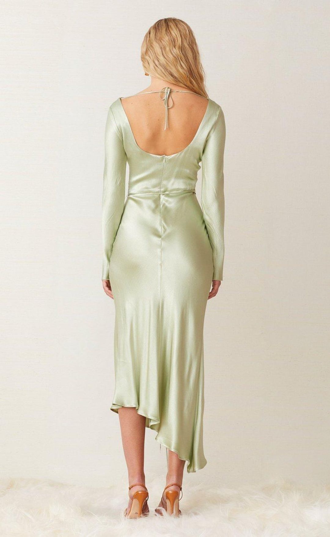 Bec & Bridge Crest Long Sleeve Midi Dress Green Size 6 for rent on The Volte - main image