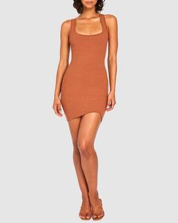 By Johnny Curve Knit Mini Dress Brown Size 6 for rent on The Volte - image 1