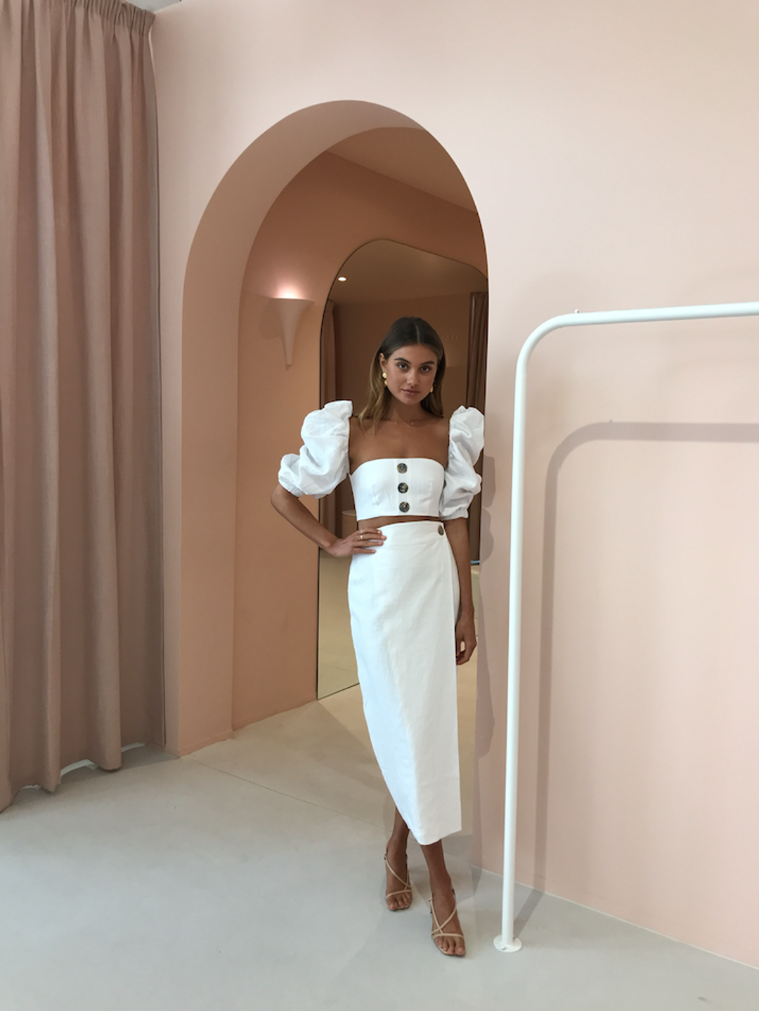JOSLIN STUDIO HARLOW LINEN WRAP SKIRT & TOP IN OPTICAL WHITE SIZE  for rent on The Volte - main image