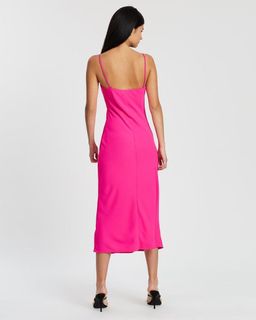 By Johnny Neon Bias Midi Dress Pink Size 4 for rent on The Volte - image 2