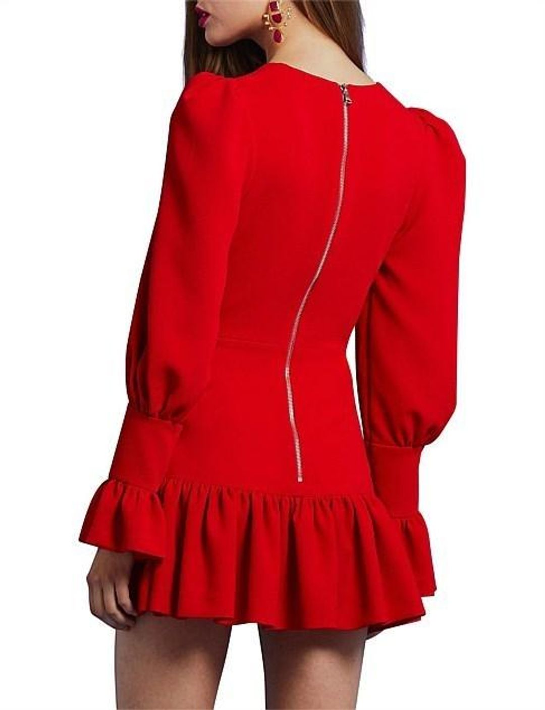 By Johnny Anna V Tulip Sleeve  Dress Red Size 6 for rent on The Volte - main image