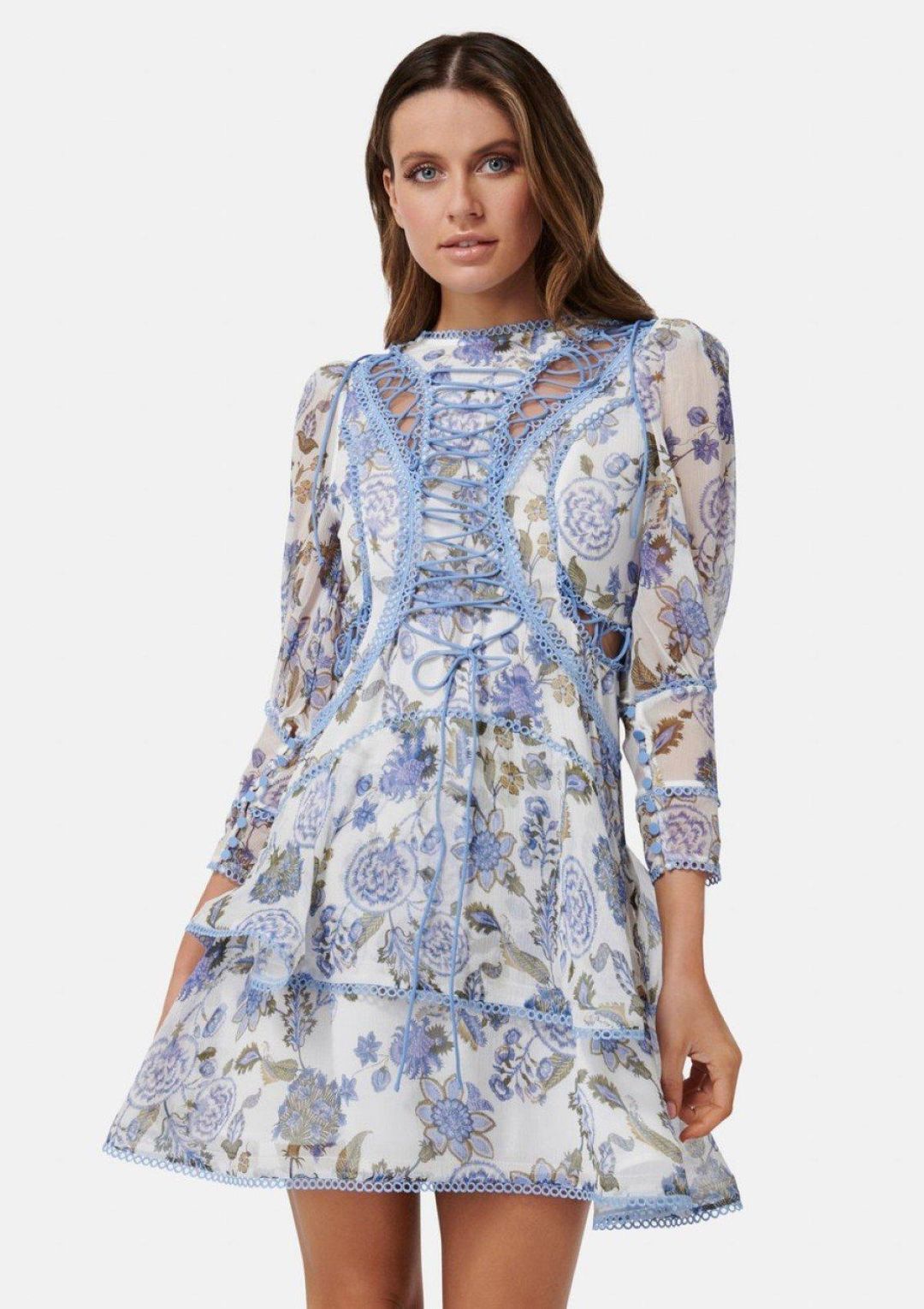 Thurley Bluebell Mini Dress Print Size 8 for rent on The Volte - main image