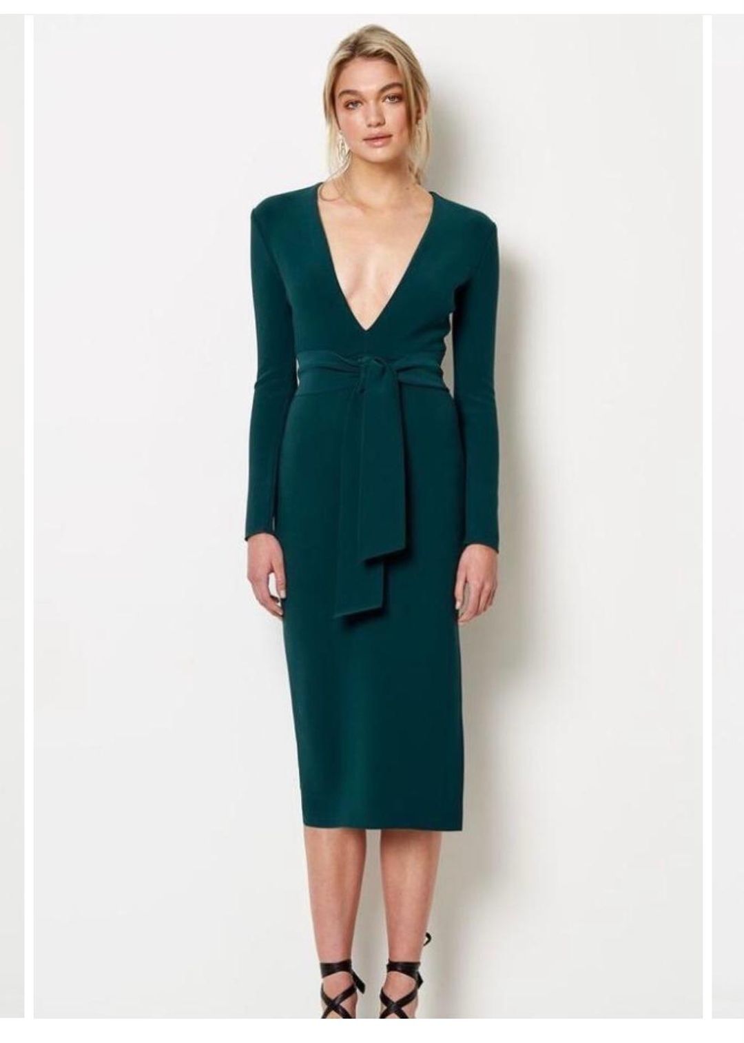 Tasha Midi Dress in Emerald for rent on The Volte - main image