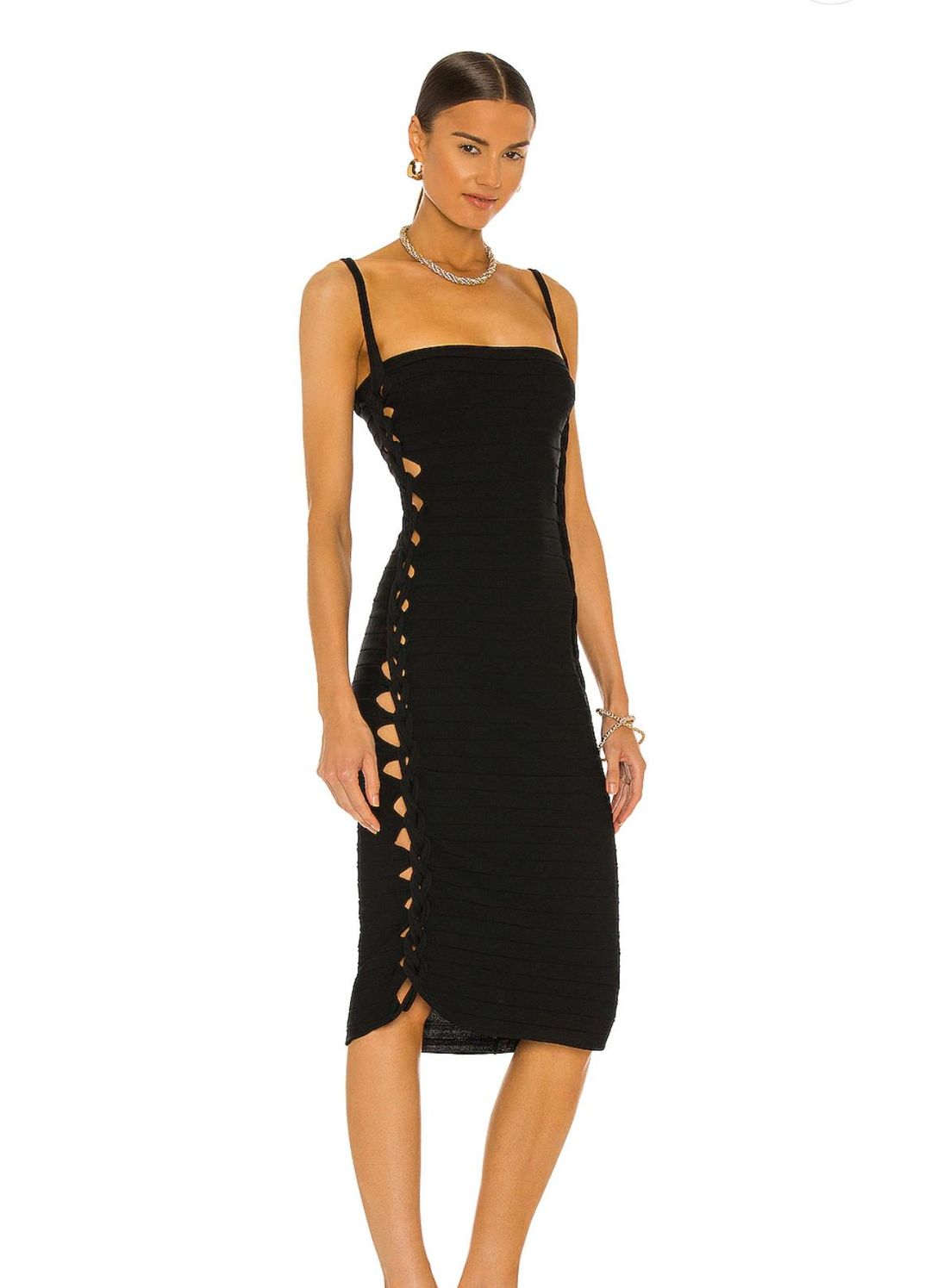 Dion Lee Black Mirror Braid Strap Dress Black Size 8 for rent on The Volte - main image