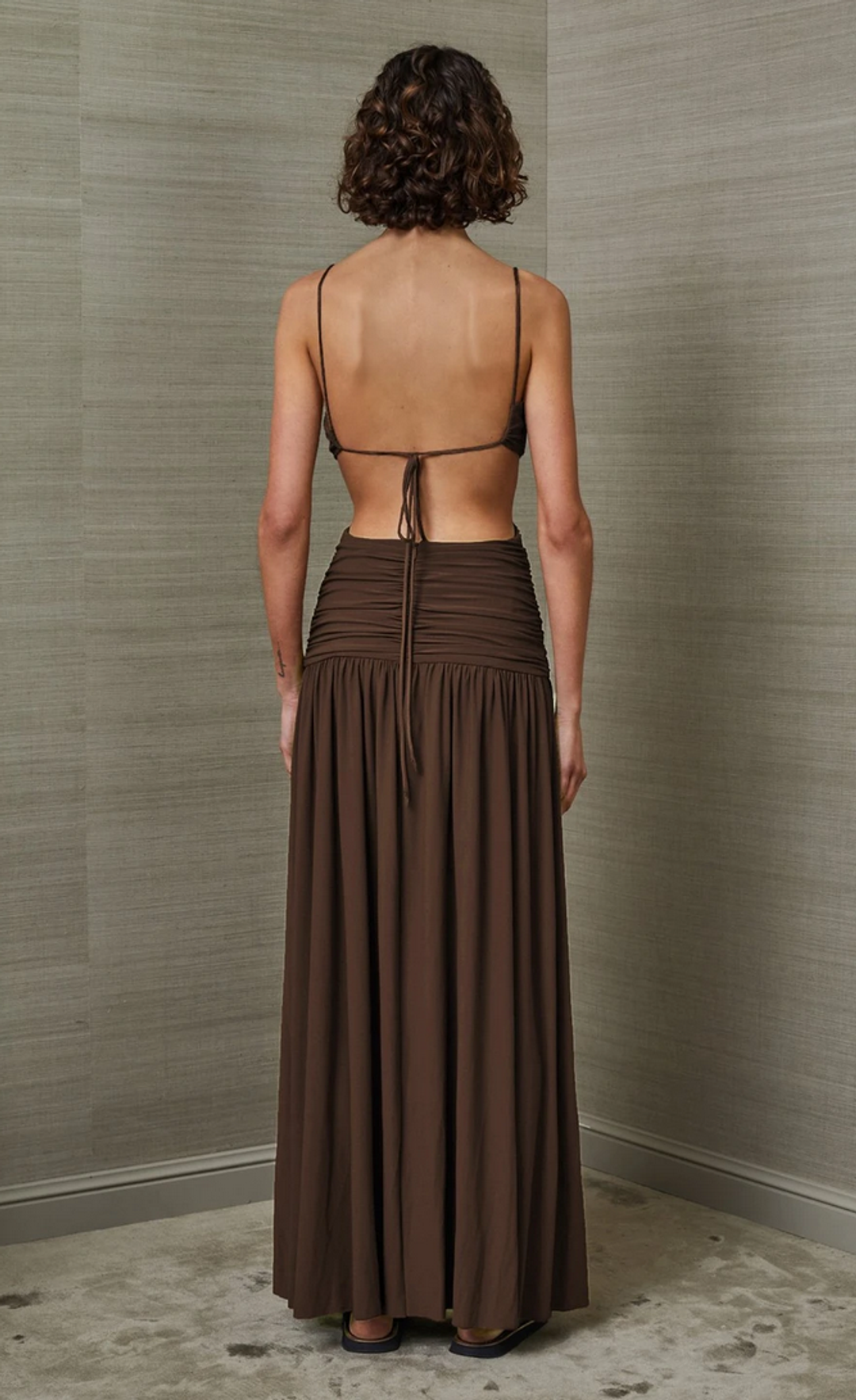 Bec & Bridge Minx Midi Dress Brown Size 8 for rent on The Volte - main image
