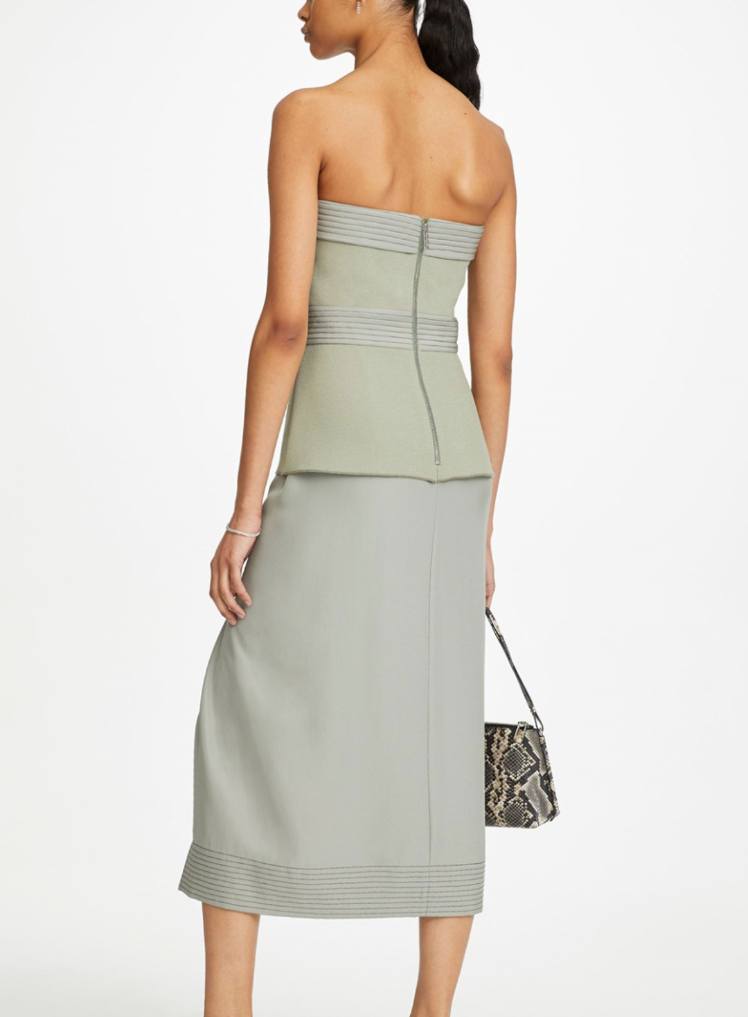 Dion Lee Belted Stitch Strapless Dress Green Size 10 for rent on The Volte - main image