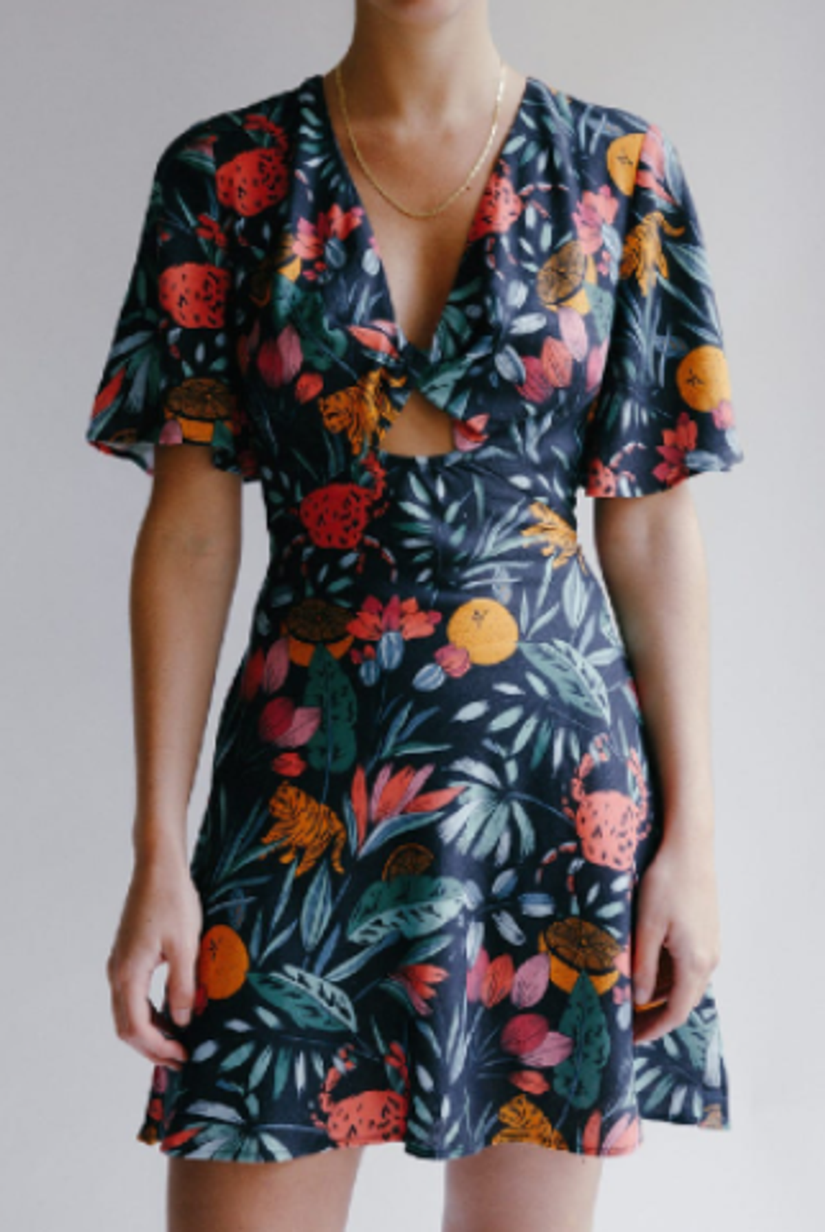 Finders Keepers Sally Mini Dress Tropical Print Size 6 for rent on The Volte - main image