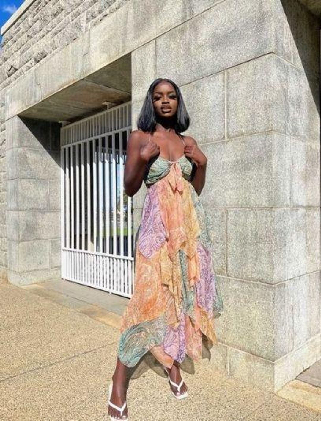 Zimmermann Brighton Hanky Hem Midi Dress Print Size 8 for rent on The Volte - main image