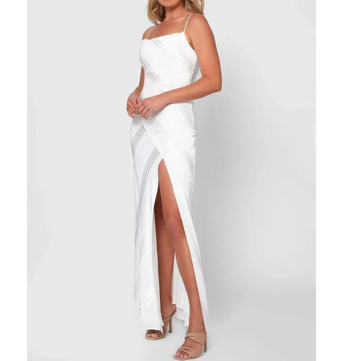 By Johnny Chelsey Slice Gown in Ivory Size AU 6 for rent on The Volte - main image