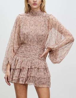 Shona Joy Paulette Long Sleeve Ruched Mini Dress Print Size 8  for rent on The Volte - image 5