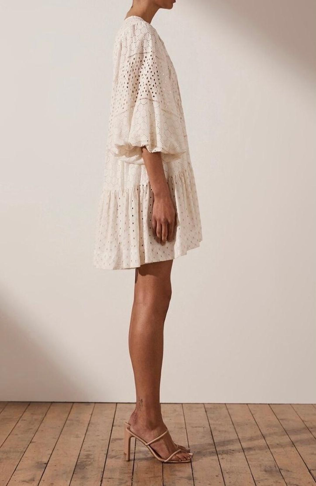 Shona Joy Vivienne Balloon Tiered Mini Dress White Size 8 for rent on The Volte - main image