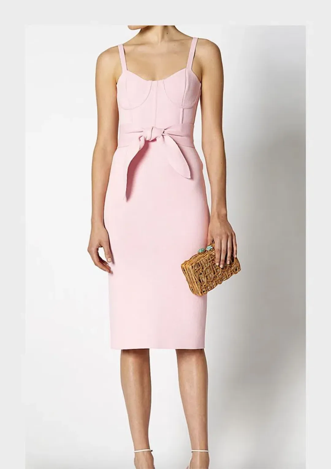 Scanlan Theodore Crepe Knit Bustier Dress Pink Size 8 for rent on The Volte - main image