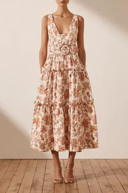 Shona Joy Carolina Tiered Midi Dress Print Size 8 for rent on The Volte - image 2