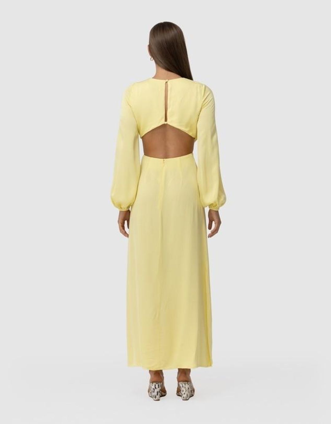 The Wolf Gang Marrakesh Cut Out Maxi Dress Lemon - Size 8 for rent on The Volte - main image