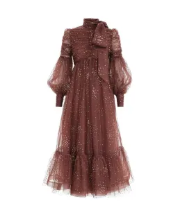 Zimmermann Tempo Ruched Glitter Gown Brown size 2 Size 12 for rent on The Volte - image 3