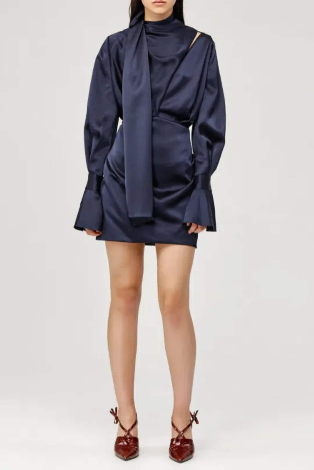 Acler Soto Mini Dress Navy Size 6 for rent on The Volte - main image