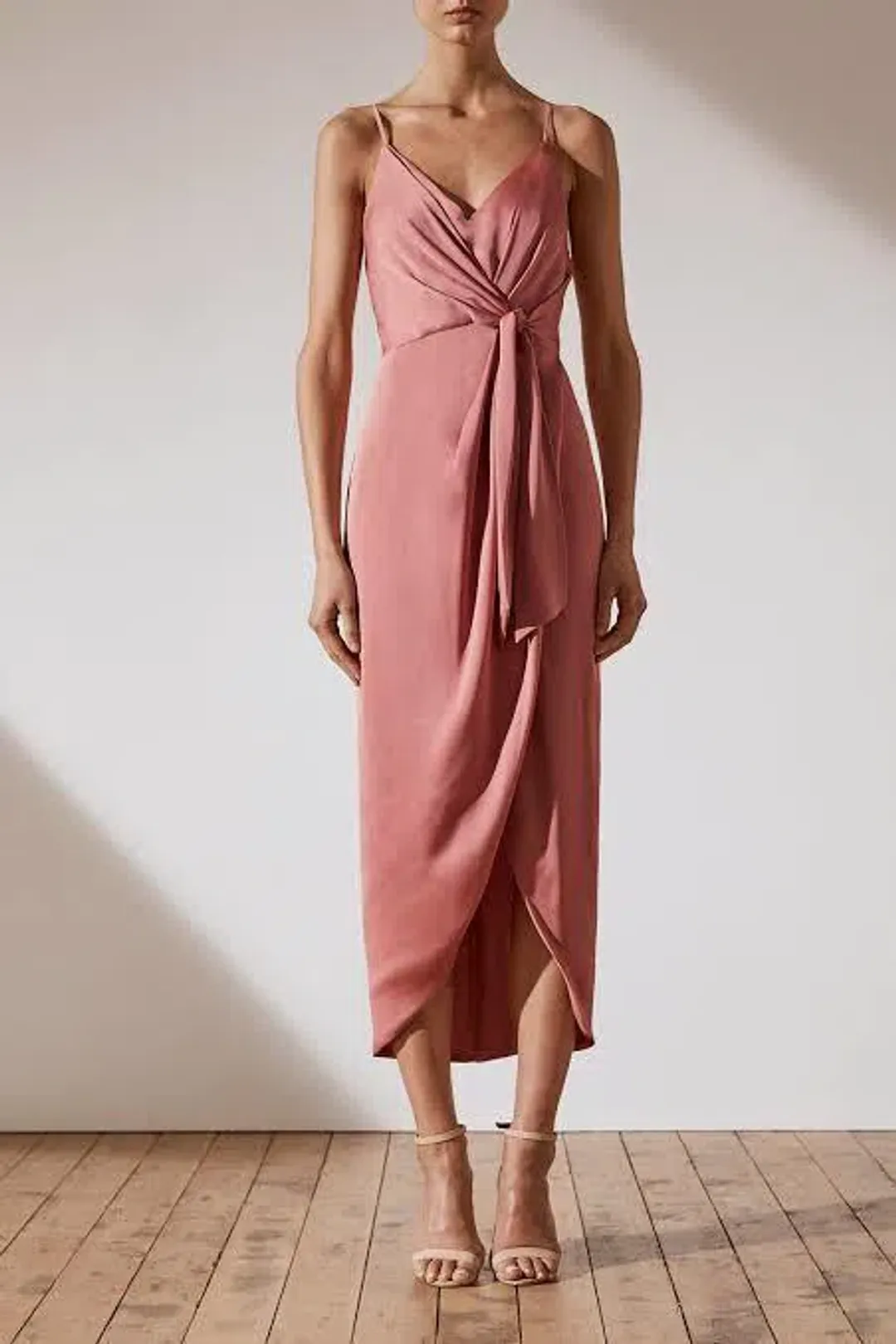 Shona Joy Luxe Tie Front Cocktail Dress Pink - Size 12 for rent on The Volte - main image
