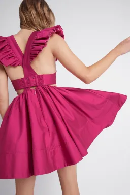 Aje Midsummer Mini Dress Carmine Pink Size 10 for rent on The Volte - image 3