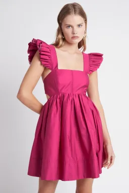 Aje Midsummer Mini Dress Carmine Pink Size 10 for rent on The Volte - image 2