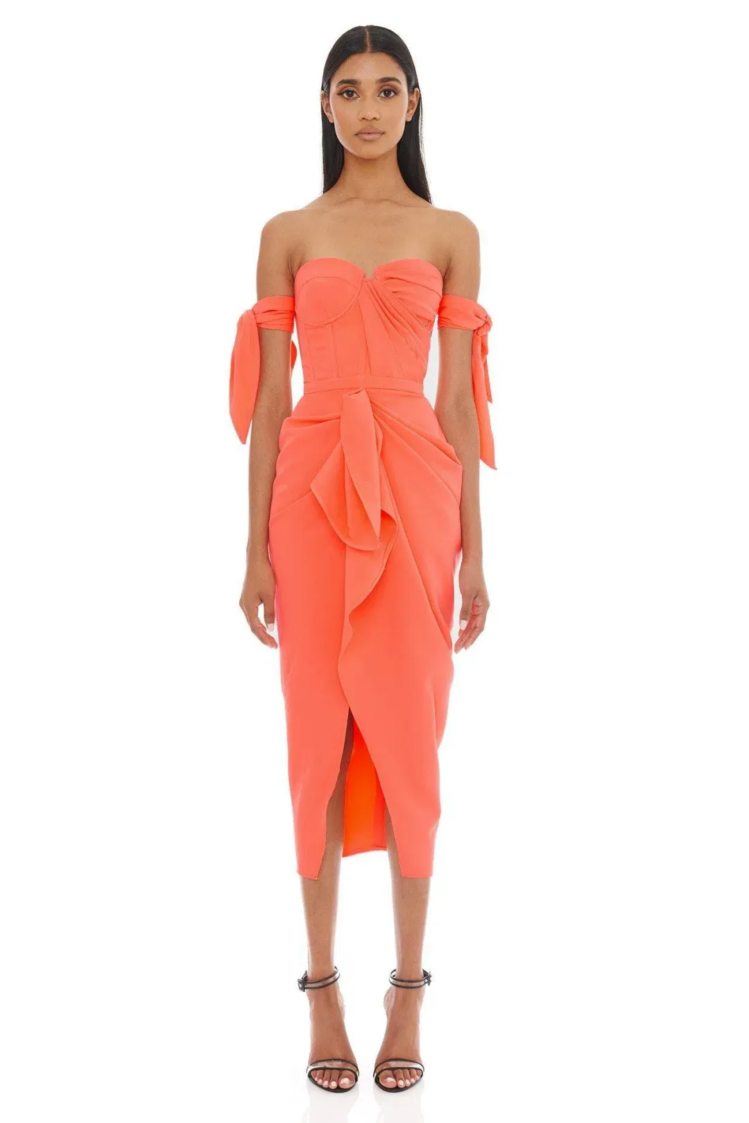 Eliya The Label Yolanda Midi Dress Orange Size 8 for rent on The Volte - main image