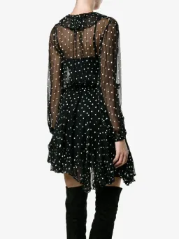 Zimmermann Silk Ruffle Polka Dot Wrap Mini Dress Black Size 8 for rent on The Volte - image 3