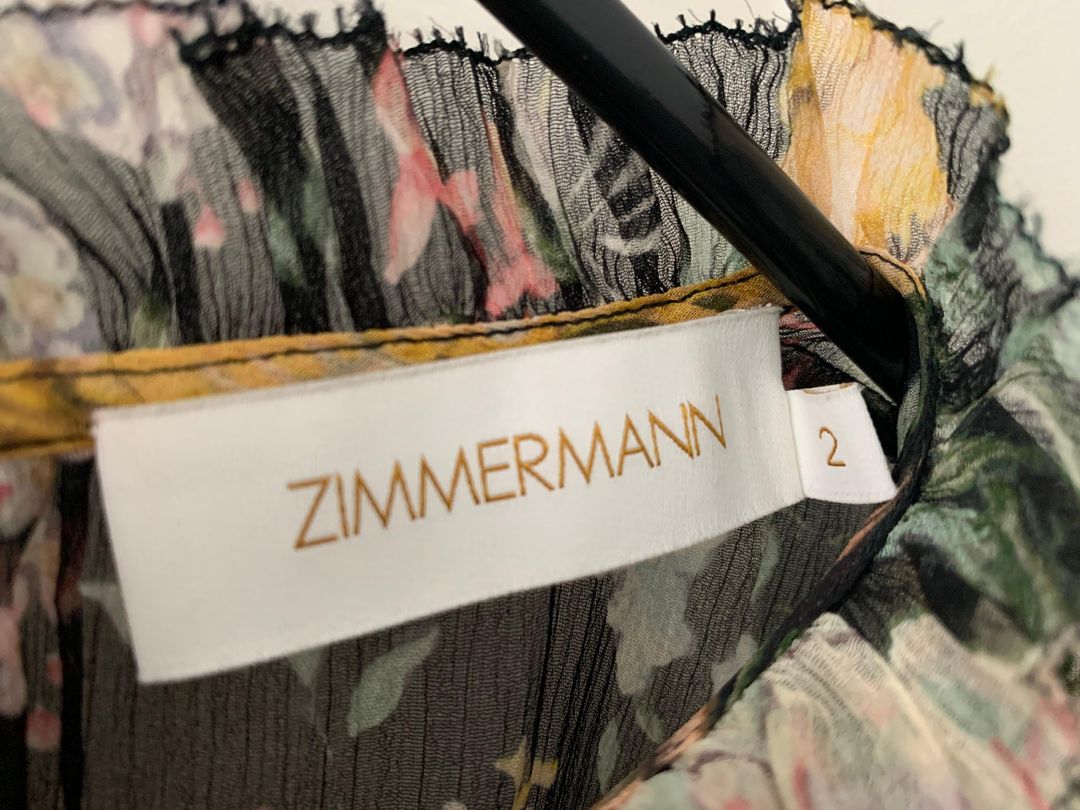 Zimmerman Ladybeetle Draped Sleeve Top Midnight Floral Size 2/AU 12 for rent on The Volte - main image