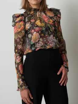 Zimmerman Ladybeetle Draped Sleeve Top Midnight Floral Size 2/AU 12 for rent on The Volte - image 1
