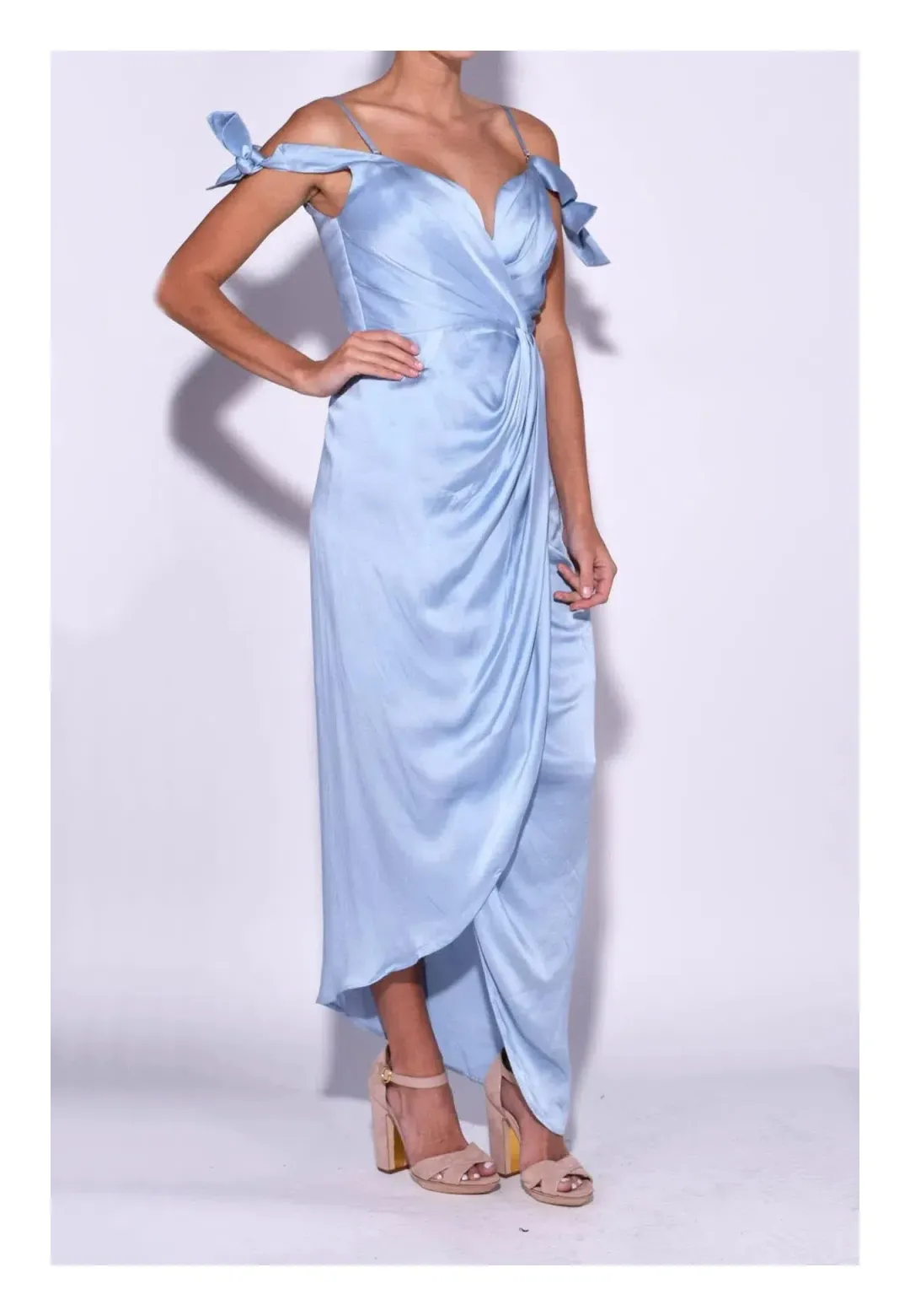 Zimmermann Winsome Drape Cocktail Midi Dress Blue Size 2/ AU 12 for rent on The Volte - main image