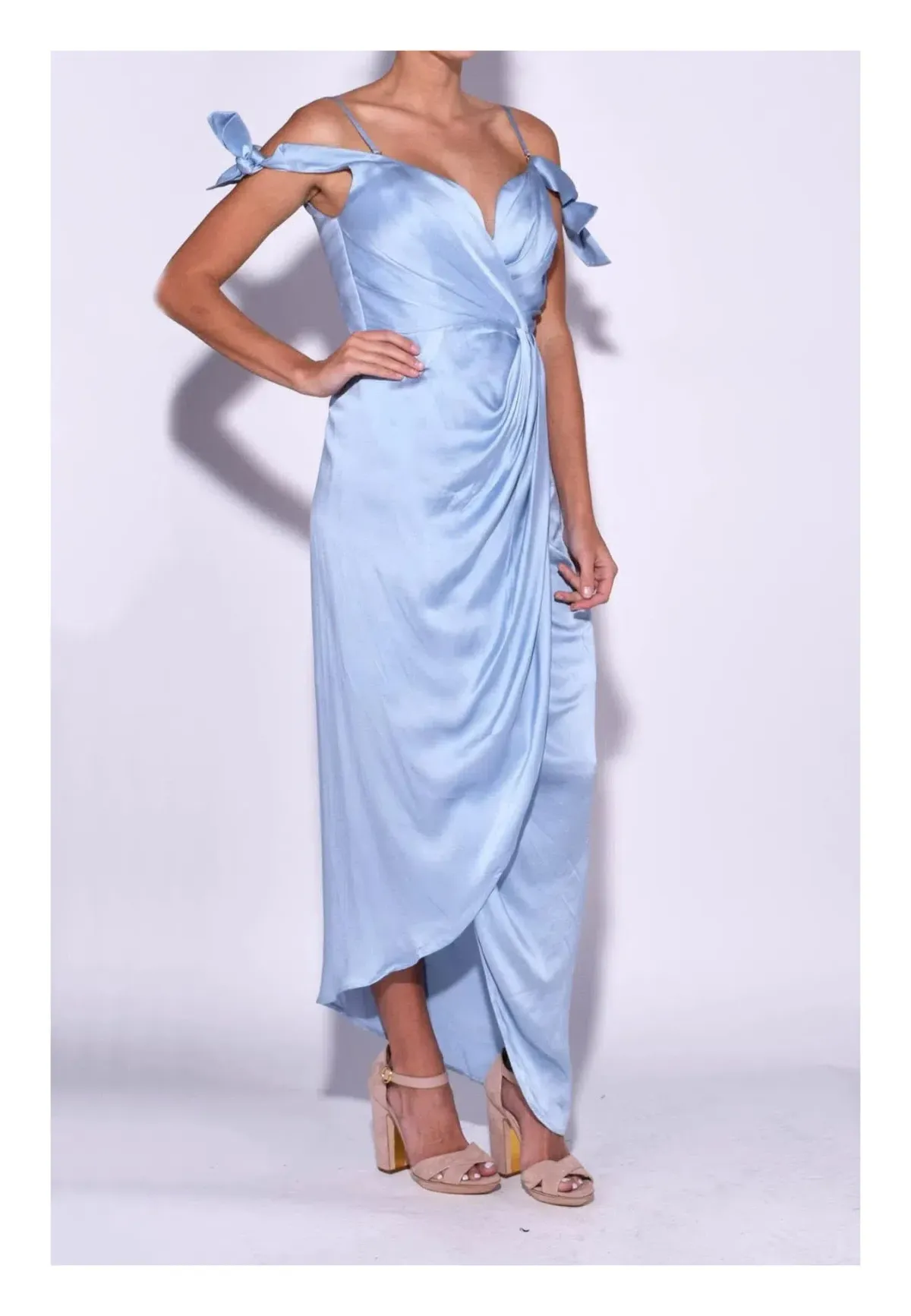 Zimmermann Winsome Drape Cocktail Midi Dress Blue Size 2/ AU 12 for rent on The Volte - main image