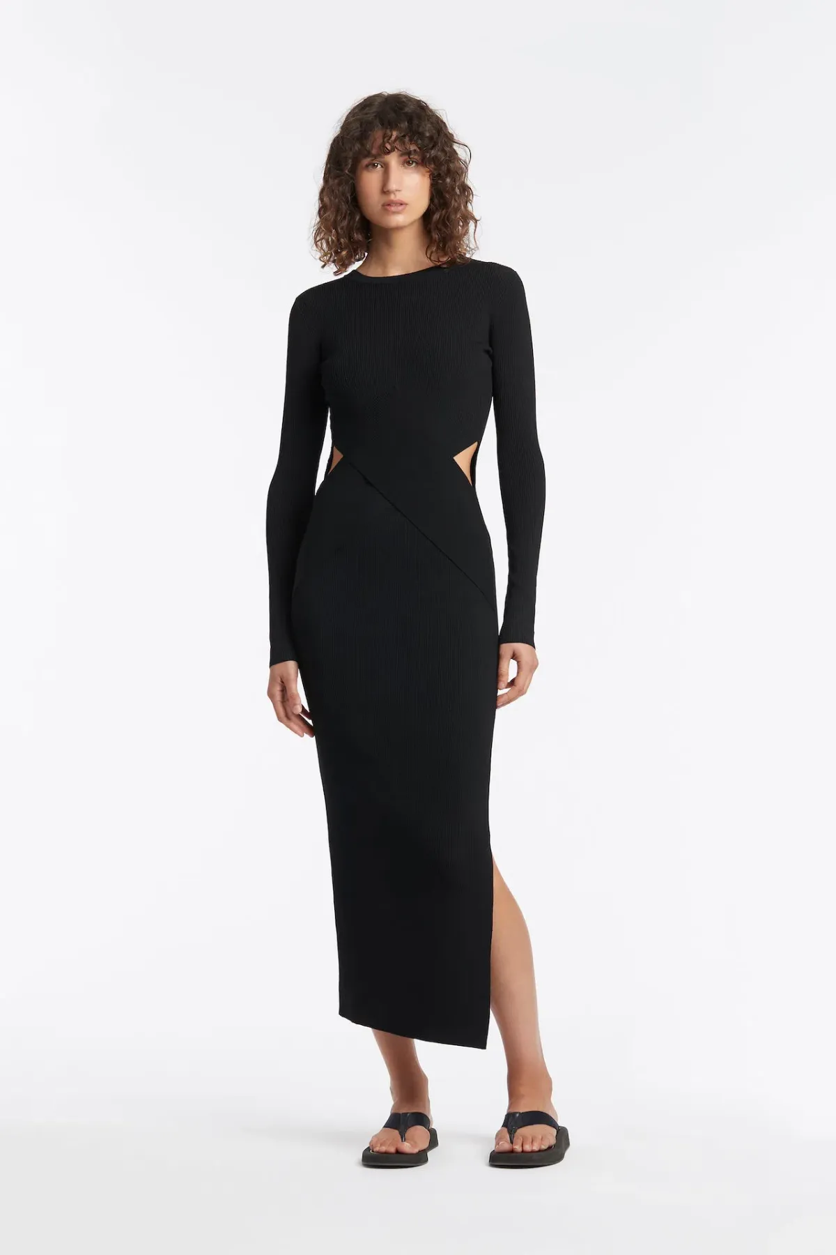 Sir The Label Celena Draped Midi Dress Black | AU 10 for rent on The Volte - main image