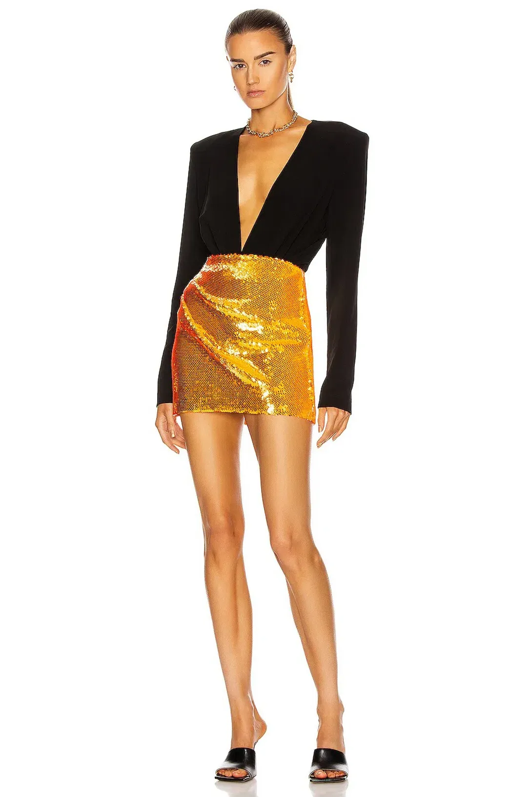 Alex Perry Riley High Rise Sequined Miniskirt Orange Size 8 for rent on The Volte - main image
