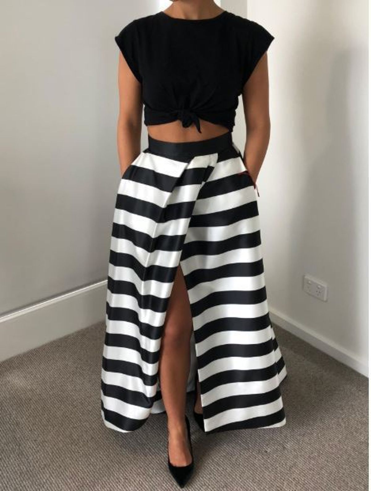 Nicholas ball striped skirt black white stripe size 8  for rent on The Volte - main image