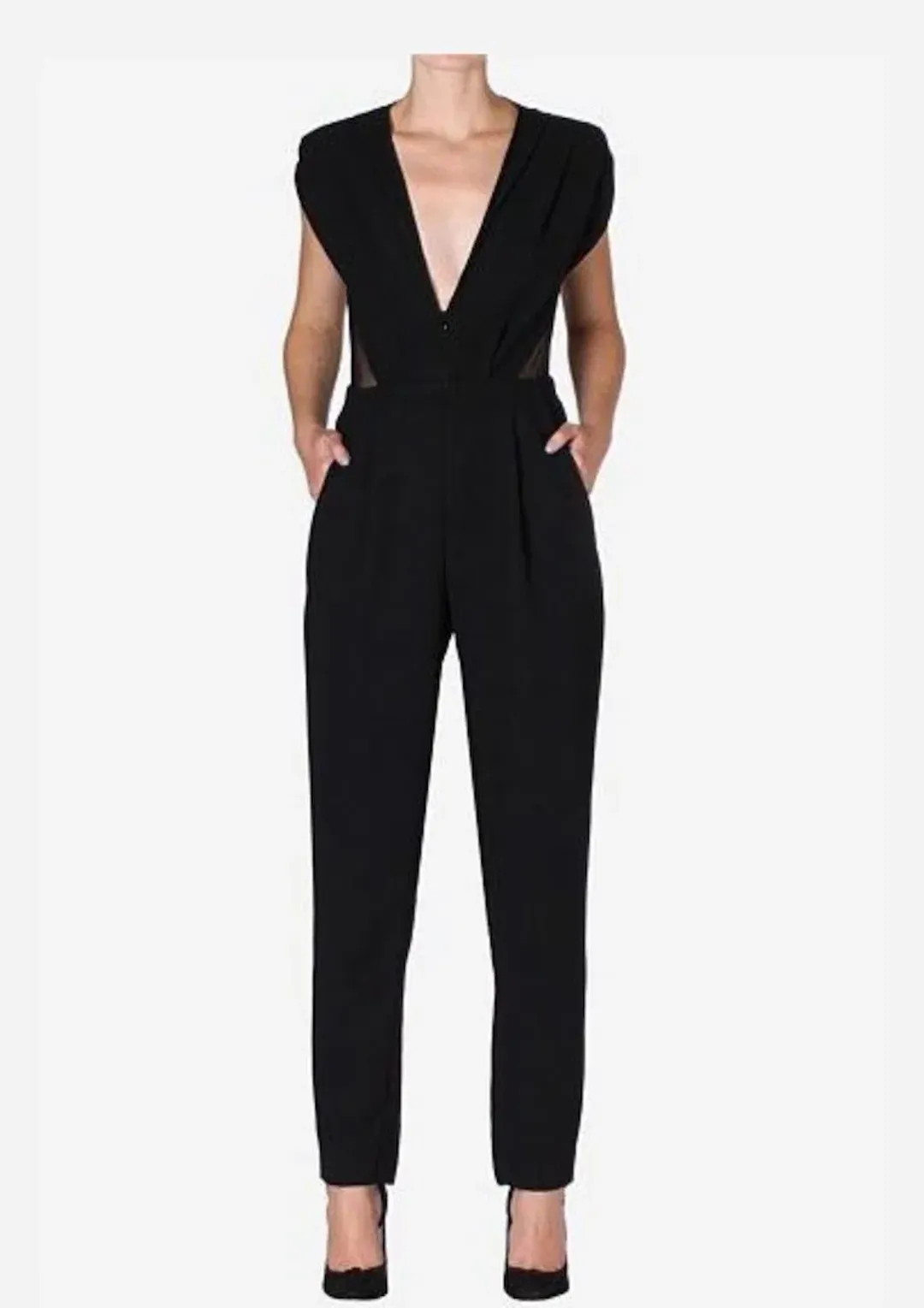 Carla Zampatti Cavier Crepe Jumpsuit Black Size 14  for rent on The Volte - main image