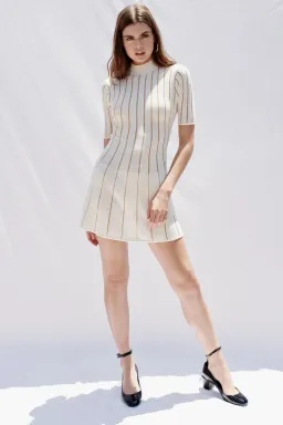 MISHA Marianne Mini Dress Gold Stripe Size 4 for rent on The Volte - image 1