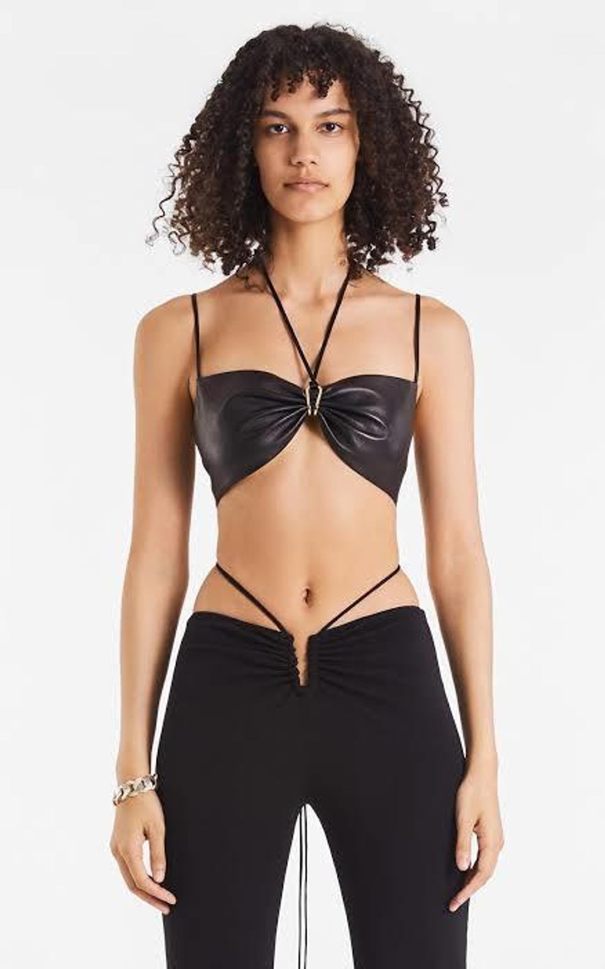 Dion Lee Leather Single Link Bra Black Size 8 for rent on The Volte - main image