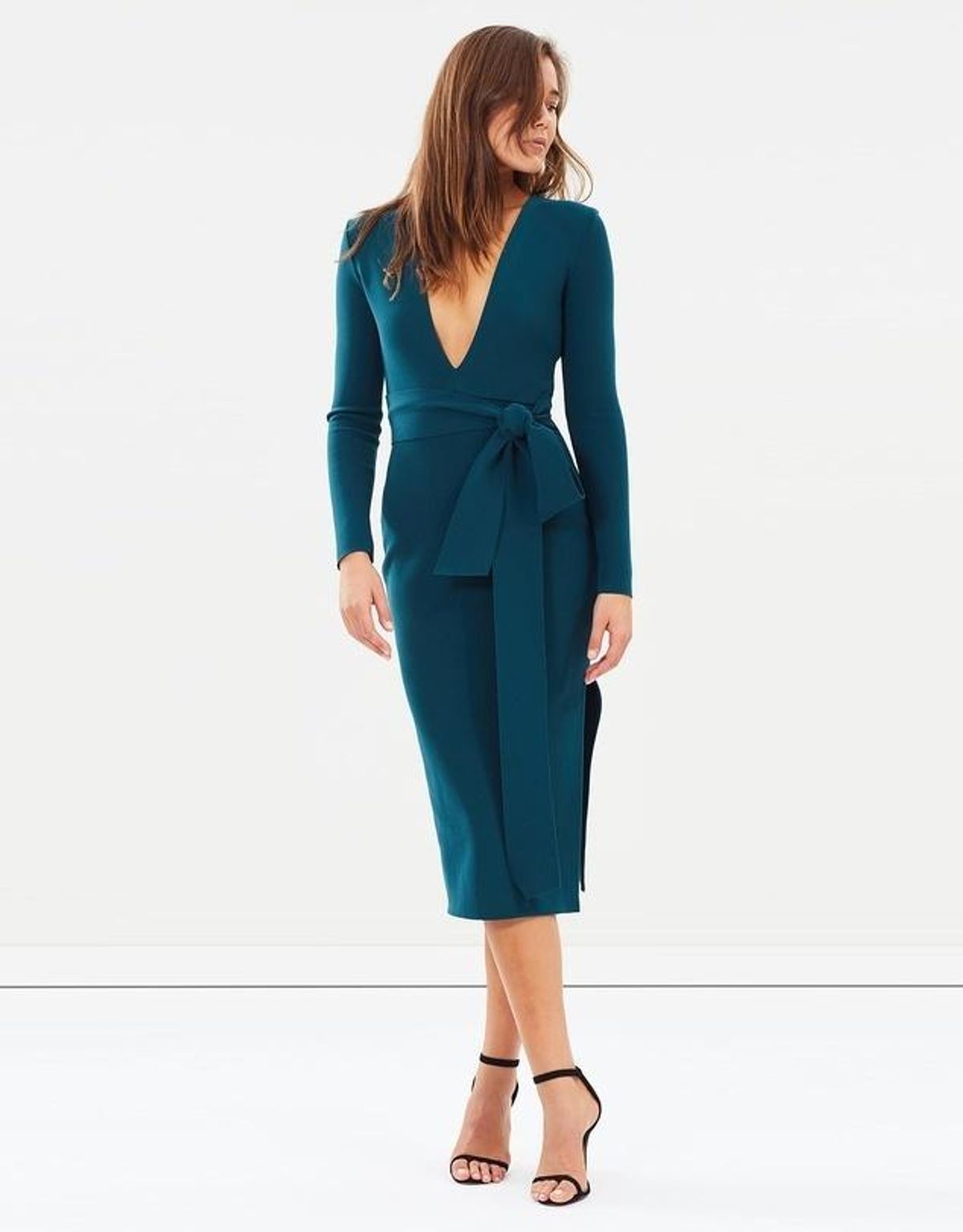 Bec and Bridge L/S Tasha Midi Dress - Emerald Green for rent on The Volte - main image