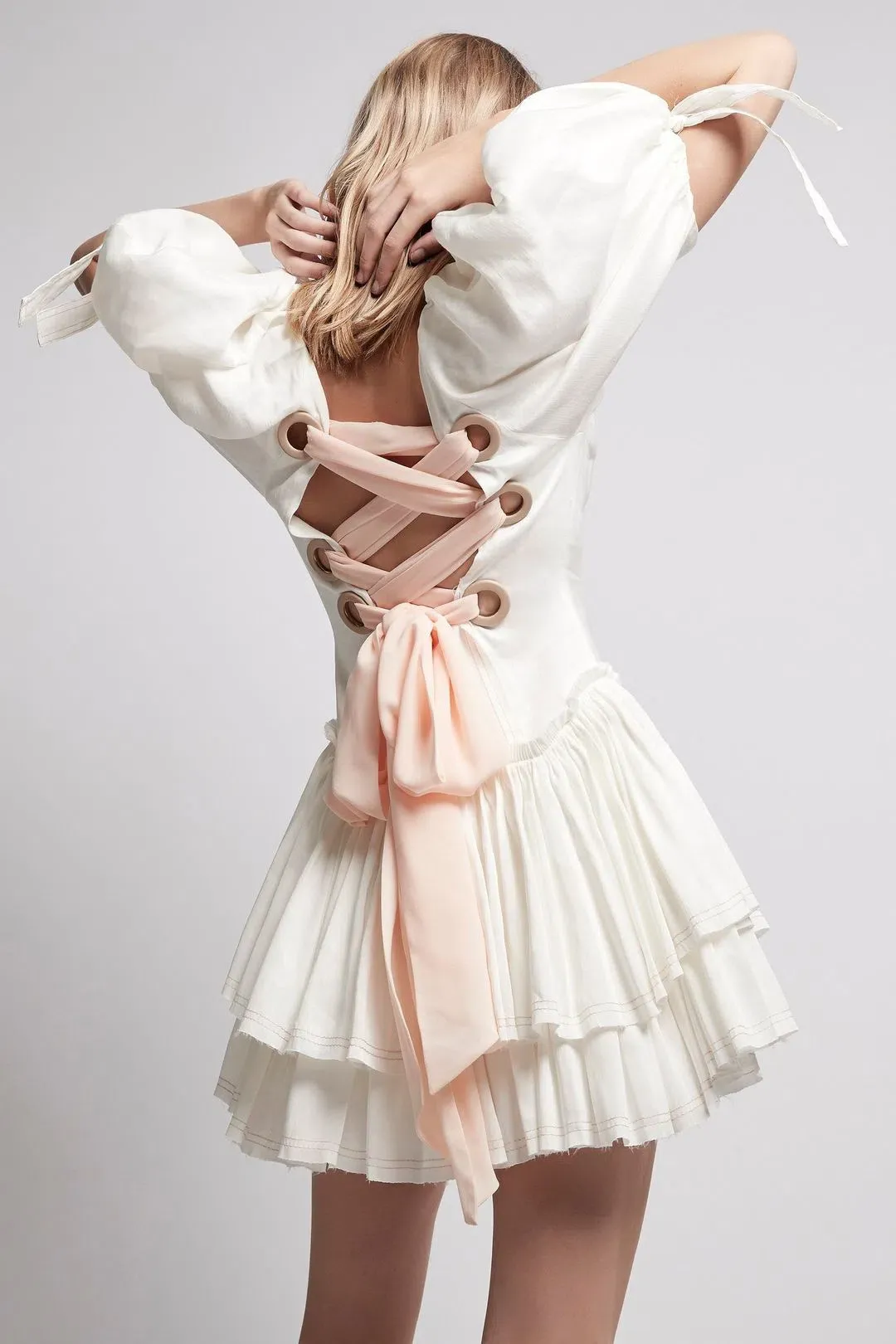 Aje Overture Laced Ballet Mini Dress White Size 8  for rent on The Volte - main image