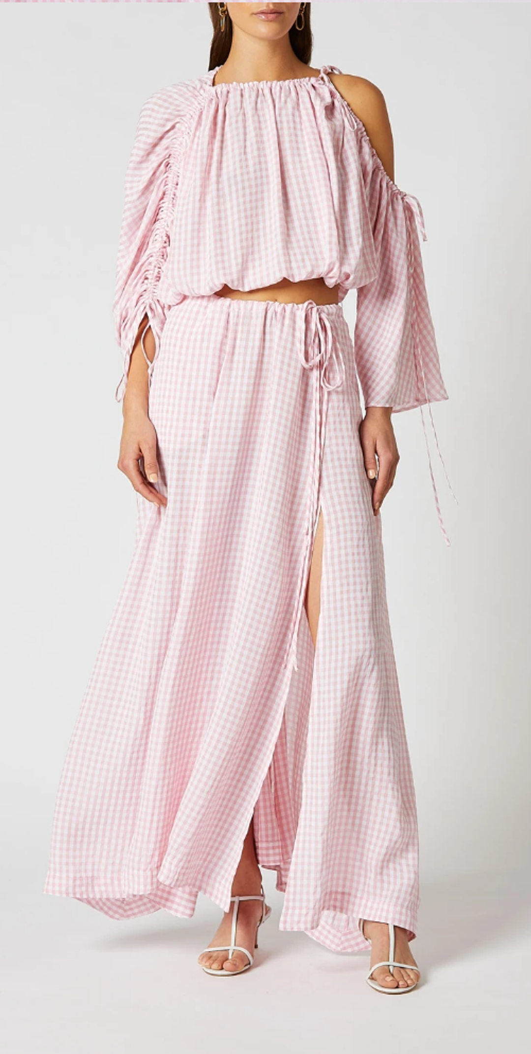 Scanlan Theodore Gingham Drawcord Top and Skirt Set Pink Size 6 for rent on The Volte - main image