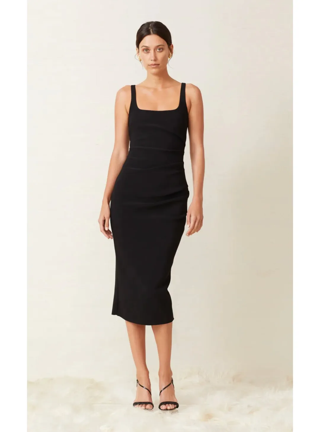 Bec & Bridge Karina Tuck Midi Dress Black Size AU 8 for rent on The Volte - main image