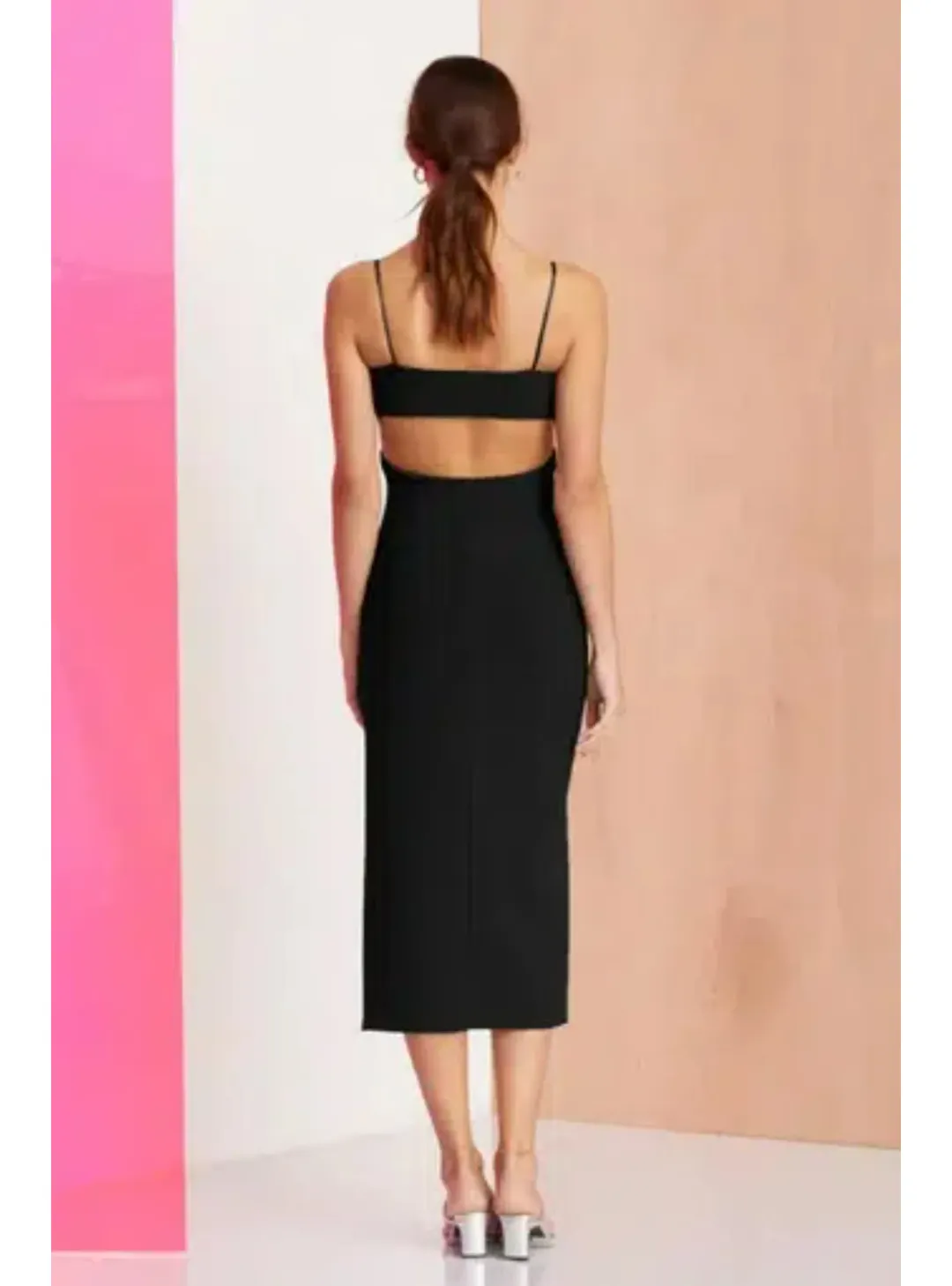Bec & Bridge Amelie Panel Cut Out Midi Dress Black Size AU 6 for rent on The Volte - main image