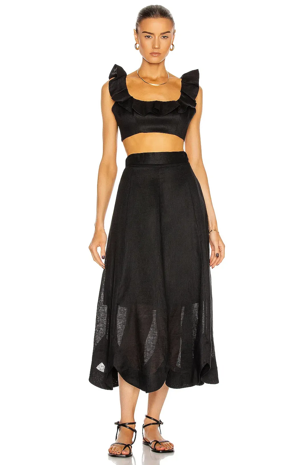 Zimmermann Riders Frill Neck Cropped Top Black Size 6 for rent on The Volte - main image