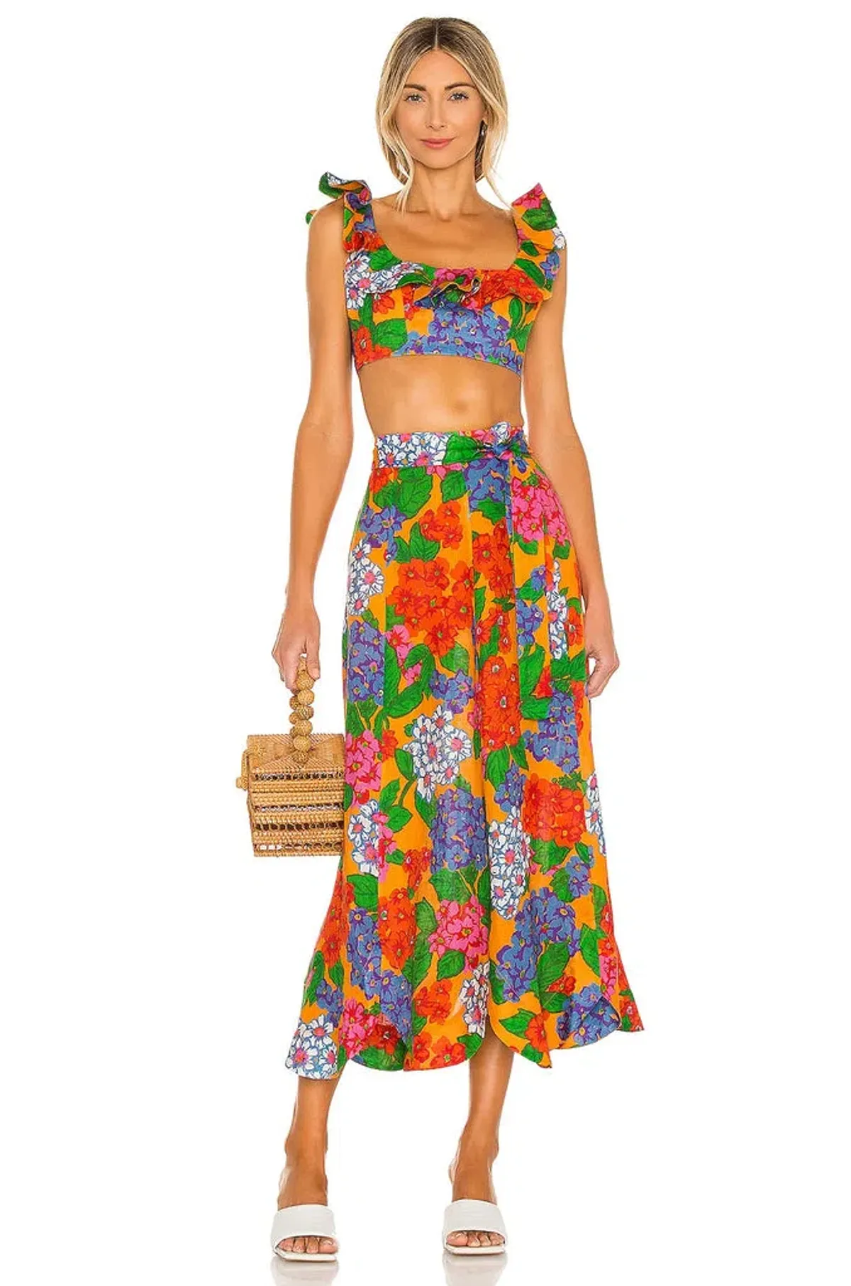 Zimmermann Riders Frill Neck Cropped Top Floral Print Size 6 for rent on The Volte - main image