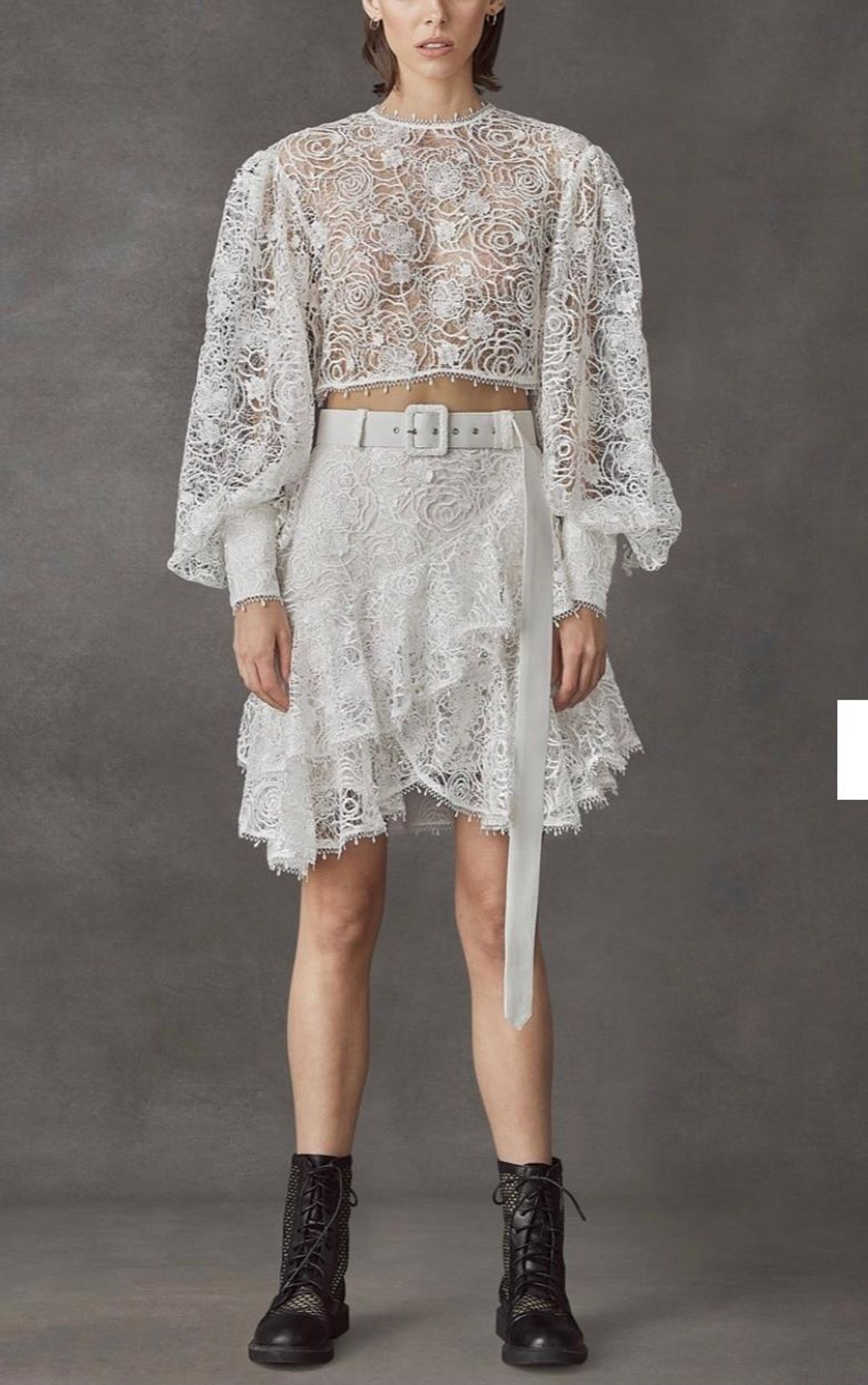 Leo Lin Immaculate Lace Crop Top White Size 8 for rent on The Volte - main image