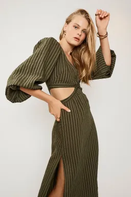 Suboo Queenie Cut Out Dress Olive Size 8 for rent on The Volte - image 2