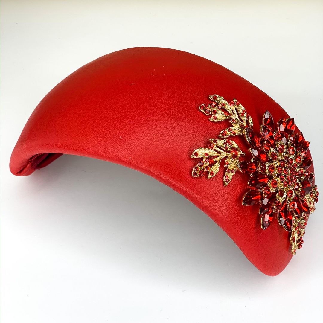 Halo & Rose Duchess bandeau headband red  for rent on The Volte - main image