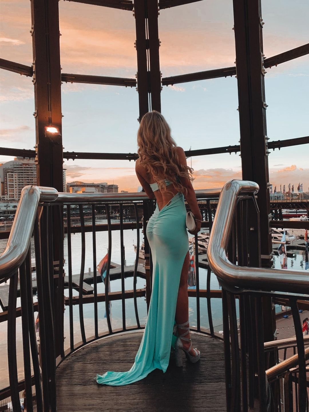 Amy Taylor Talieka Gown Baby Aqua Size 2 for rent on The Volte - main image