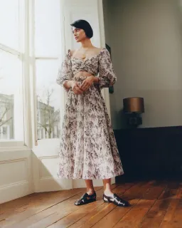 Zimmermann Pleated Bodice Size 2/Au 12 and Midi Skirt Size 1/ AU 10 Set Print  for rent on The Volte - image 2